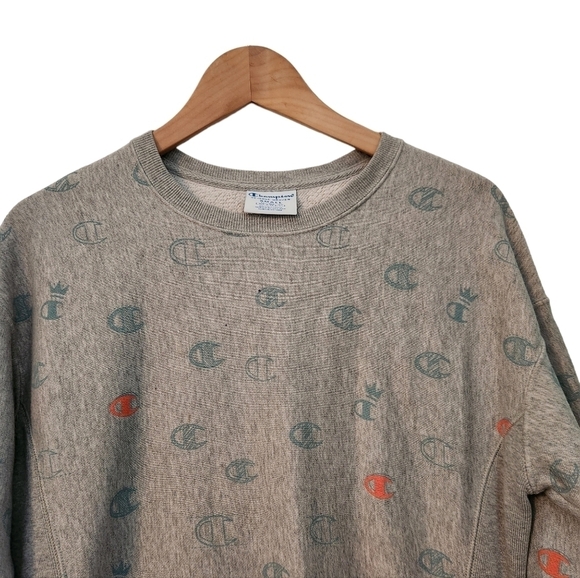 Champion reverse weave gray  long-sleeve pull-on crew-neck sweater - Picture 3 of 8